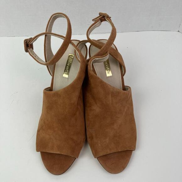 Louise Et Cie Sz 8 Kyvie Cinnamon Suede Sandals Ankle Straps Structured Heel - Picture 7 of 16